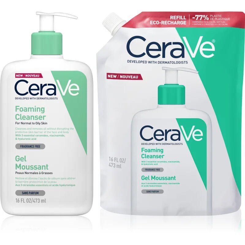 CeraVe Cleansers Foaming Cleanser комплект за нормална към мазна кожа