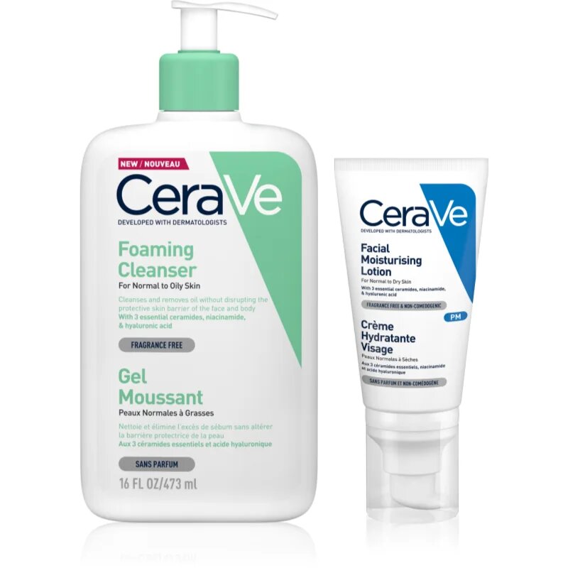 CeraVe Cleansers Foaming Cleanser комплект за нормална към мазна кожа