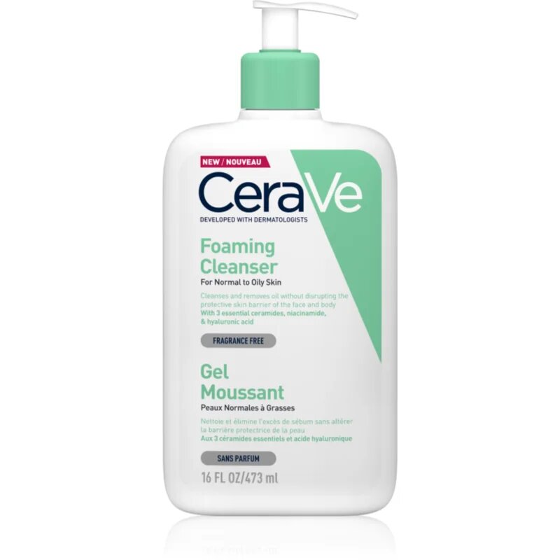 CeraVe Cleansers Foaming Cleanser пенлив почистващ гел за нормална към мазна кожа 473 мл.