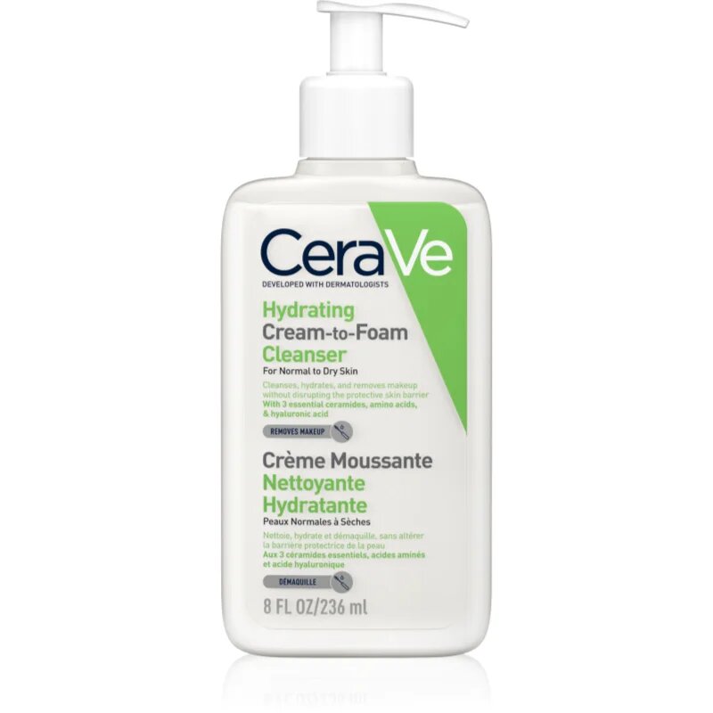 CeraVe Cleansers Hydrating Cream-to-Foam Cleanser почистваща крем- пяна за нормална към суха кожа 236 мл.