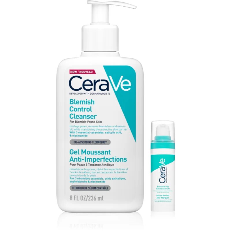 CeraVe Control Cleanser & Retinol Serum Duo цялостна грижа против несъвършенствата на акнозна кожа
