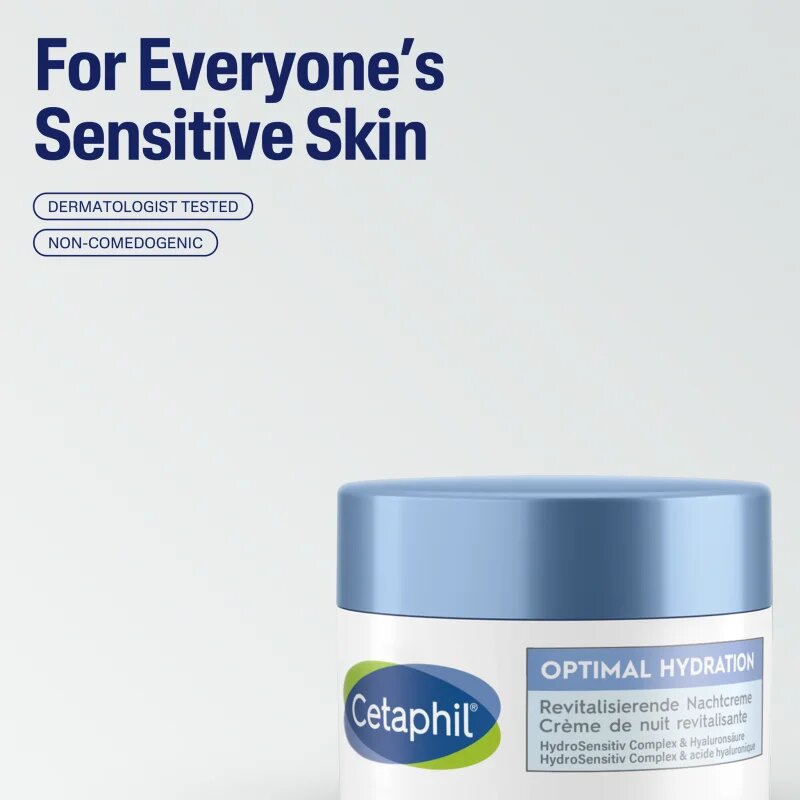 Cetaphil Optimal Hydration Replenishing Night Cream хидратиращ нощен крем за чувствителна кожа на лицето 48 гр.