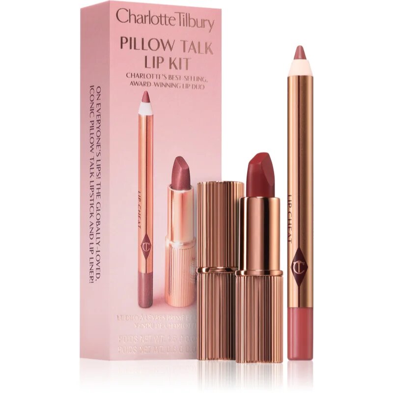 Charlotte Tilbury Pillow Talk Lip Kit червило и молив за контур за устни мини цвят Medium
