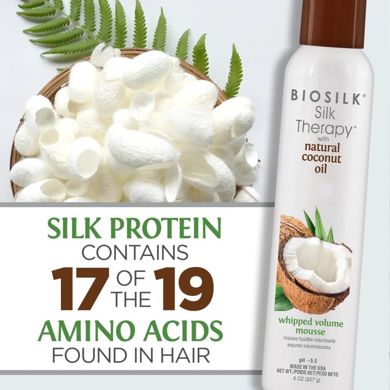 CHI BioSilk Silk Therapy with Coconut Oil Whipped Volume Mousse обемна пяна За коса с кокосово масло 227 гр.