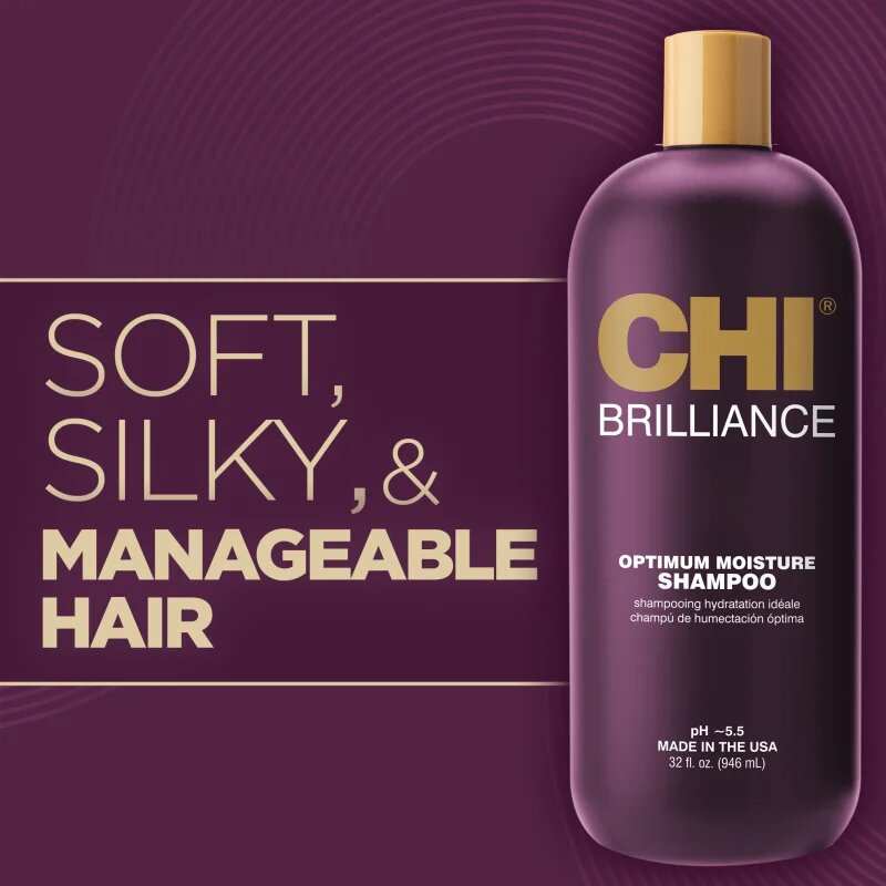 CHI Brilliance Optimum Moisture Shampoo хидратиращ шампоан за блясък и мекота на косата 355 мл.