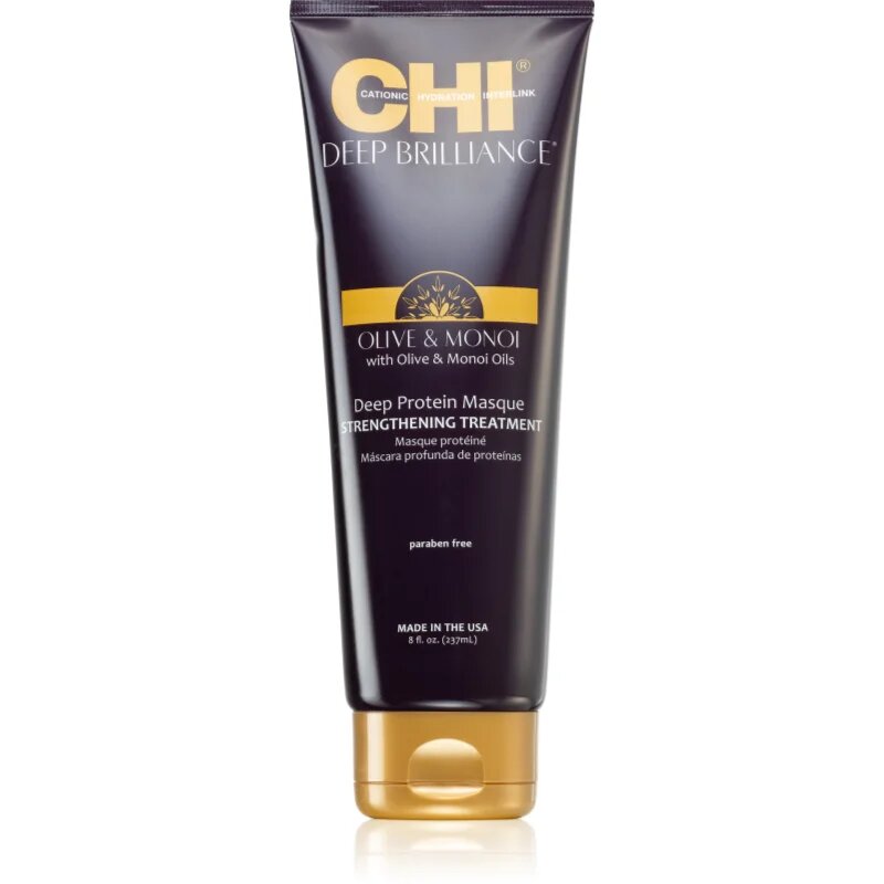 CHI Brilliance Strengthening Treatment подсилваща маска за слаба увредена коса и цъфтящи краища с маслинено олио 237 мл.