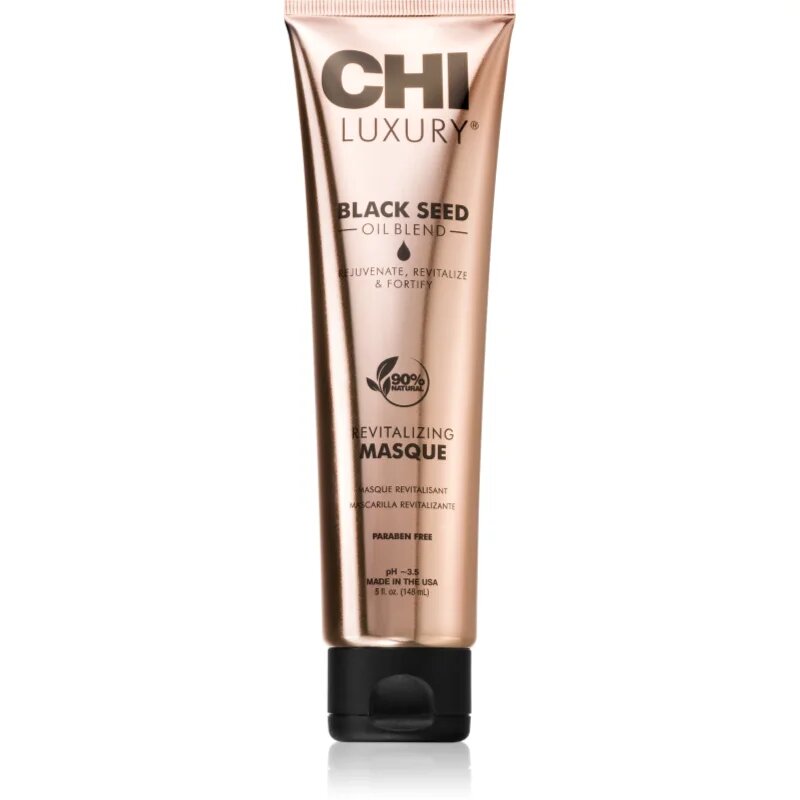 CHI Luxury Black Seed Oil Revitalizing Masque дълбокопочистваща маска за суха и увредена коса 148 мл.