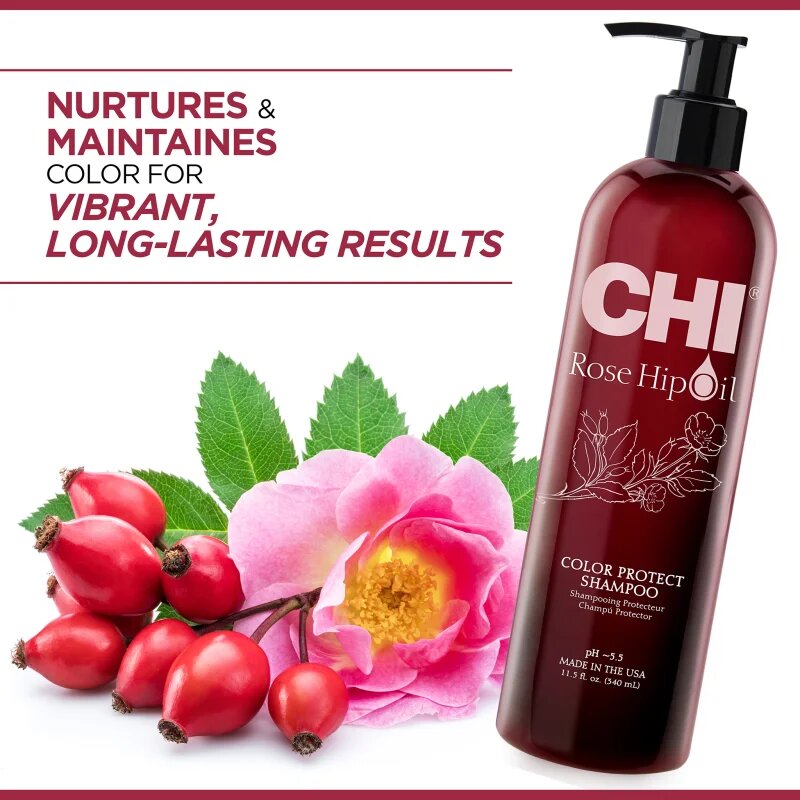 CHI Rose Hip Oil Shampoo шампоан за боядисана коса 340 мл.