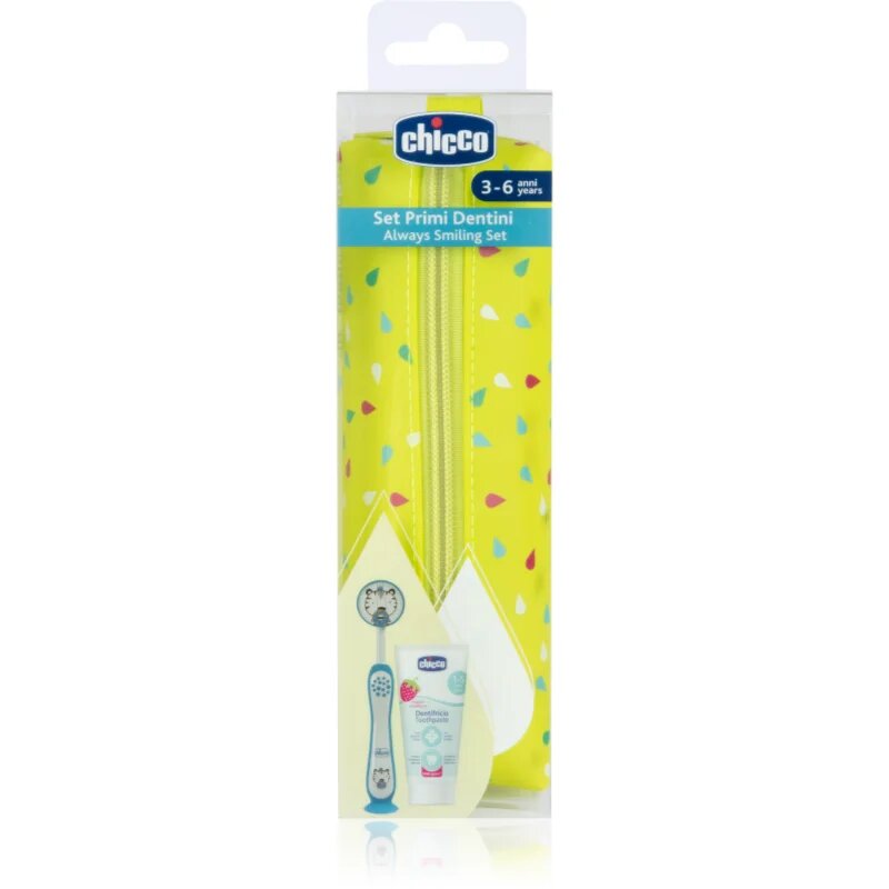 Chicco Always Smiling Set 3y+ Комплект за дентална грижа с калъфка Tiger 1 бр.