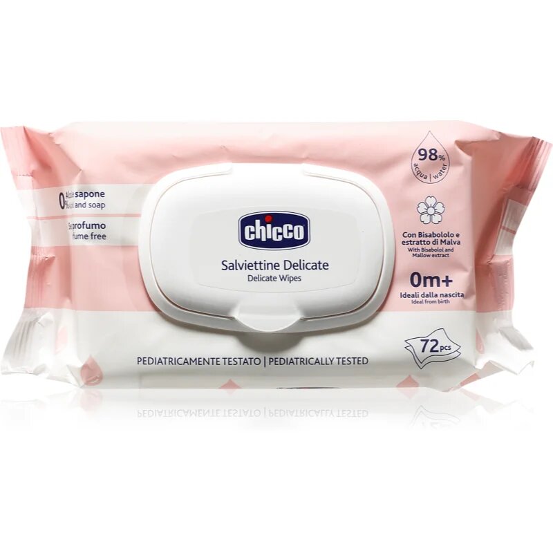 Chicco Delicate Wipes Chamomile мокри кърпички за деца с лайка 0m+ 72 бр.