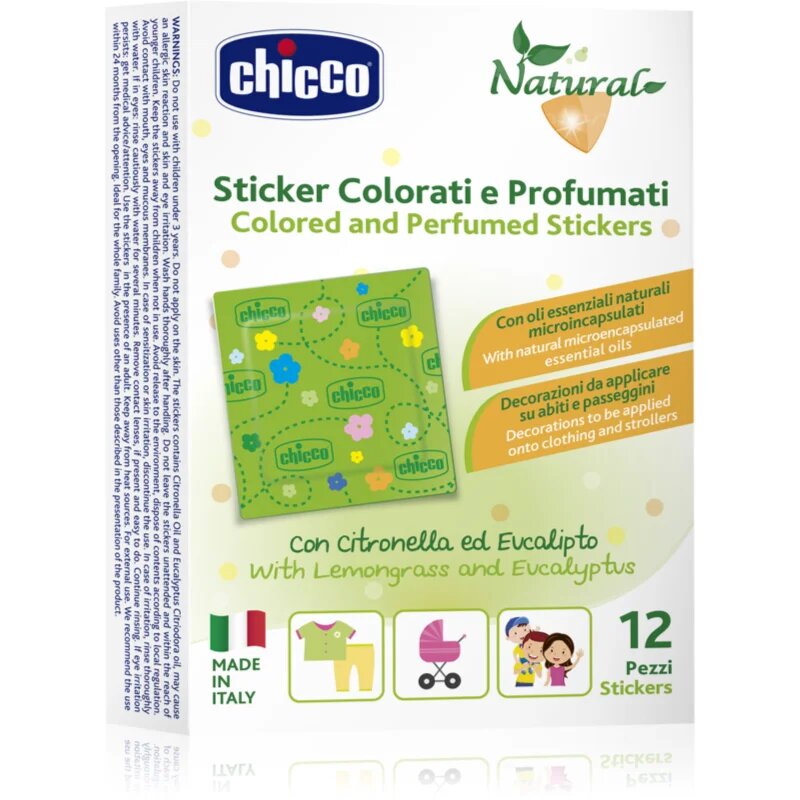 Chicco Natural Colored and Perfumed Stickers лепенки против насекоми 3 y+ 12 бр.