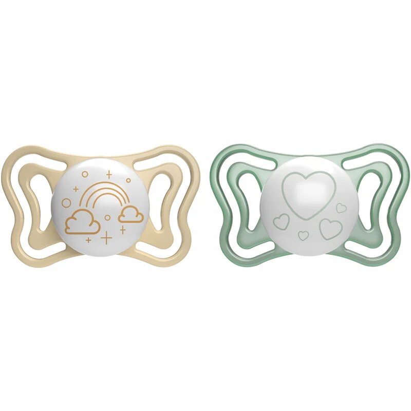 Chicco Physio Light Physio Forma Night биберон 2-6 m Gold/Green 2 бр.