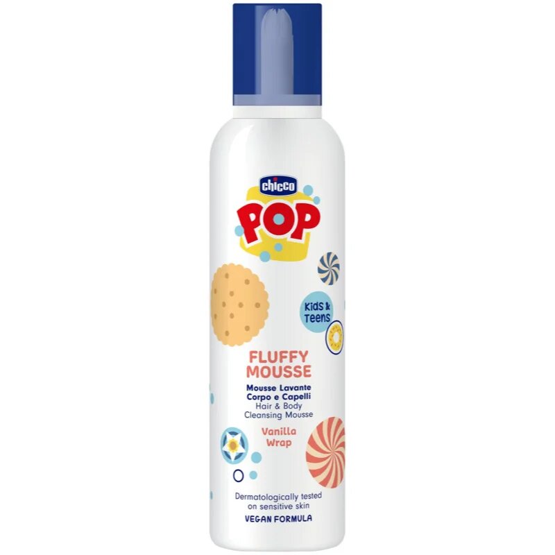 Chicco POP Fluffy Mousse Hair and Body пяна за тяло и коса Vanilla wrap 200 мл.