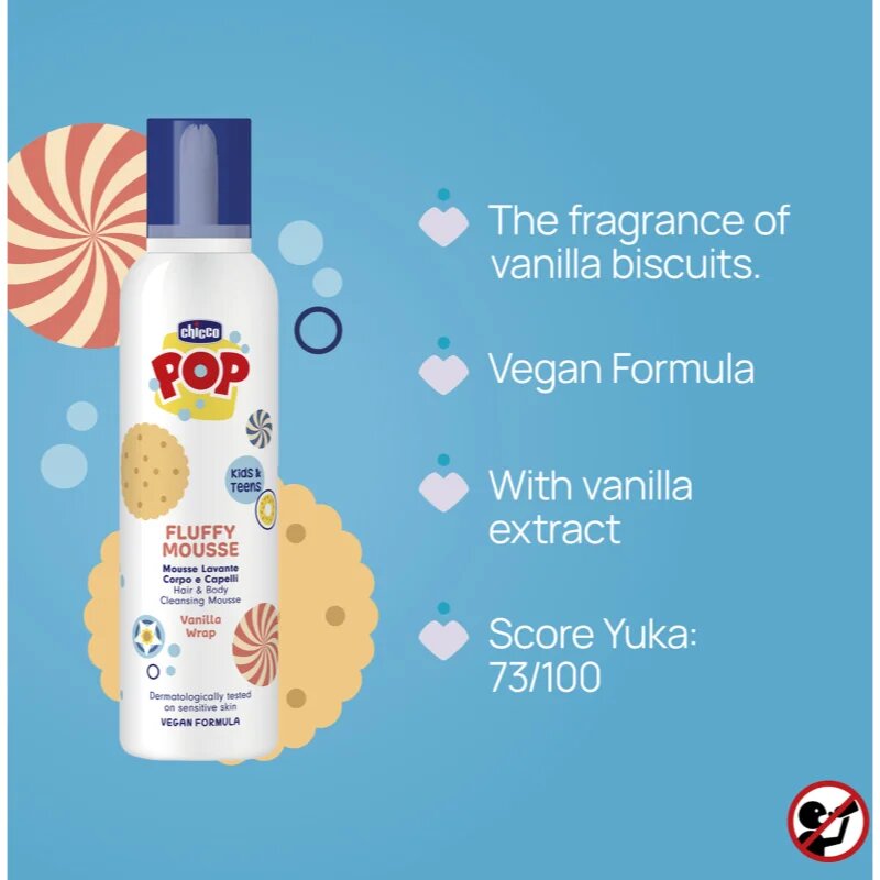 Chicco POP Fluffy Mousse Hair and Body пяна за тяло и коса Vanilla wrap 200 мл.
