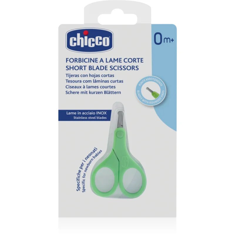 Chicco Short Blade Scissors детска ножица със закръглен връх 0 m+ 1 бр.