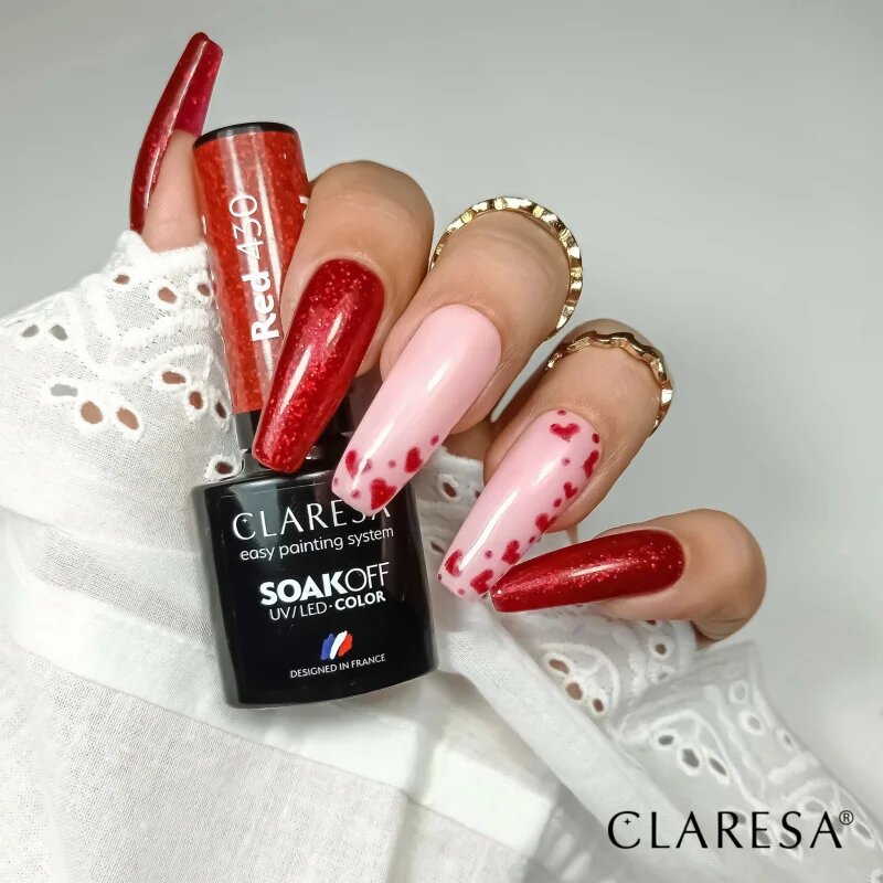 Claresa SoakOff UV/LED Color Rainbow Explosion гел лак за нокти цвят Red 430 5 гр.