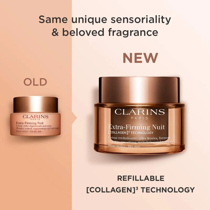 Clarins Extra-Firming Night Cream Refill нощен крем-лифтинг против бръчки за суха кожа refill 50 мл.
