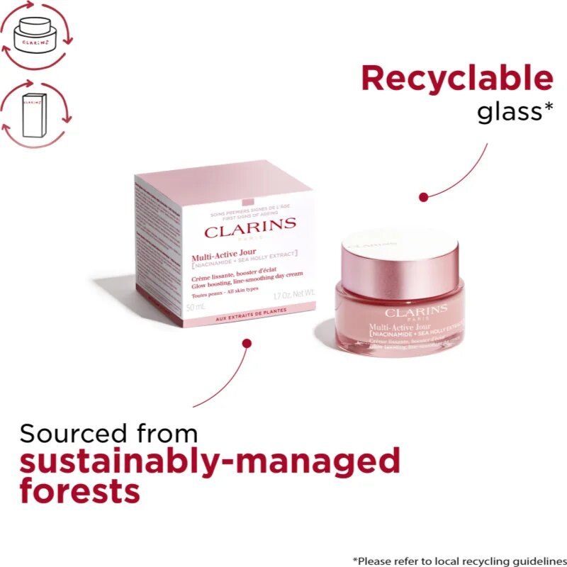 Clarins Multi-Active Day Cream All Skin Types изглаждащ и озаряващ крем за всички типове кожа на лицето 50 мл. - Alia