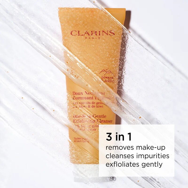 Clarins One Step Gentle Exfoliating Cleanser деликатен ексфолиращ гел за всички типове кожа на лицето 125 мл.