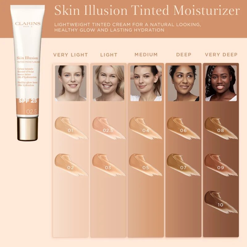 Clarins Skin Illusion Tinted Moisturizer тониращ крем SPF 25 цвят 06 40 мл.