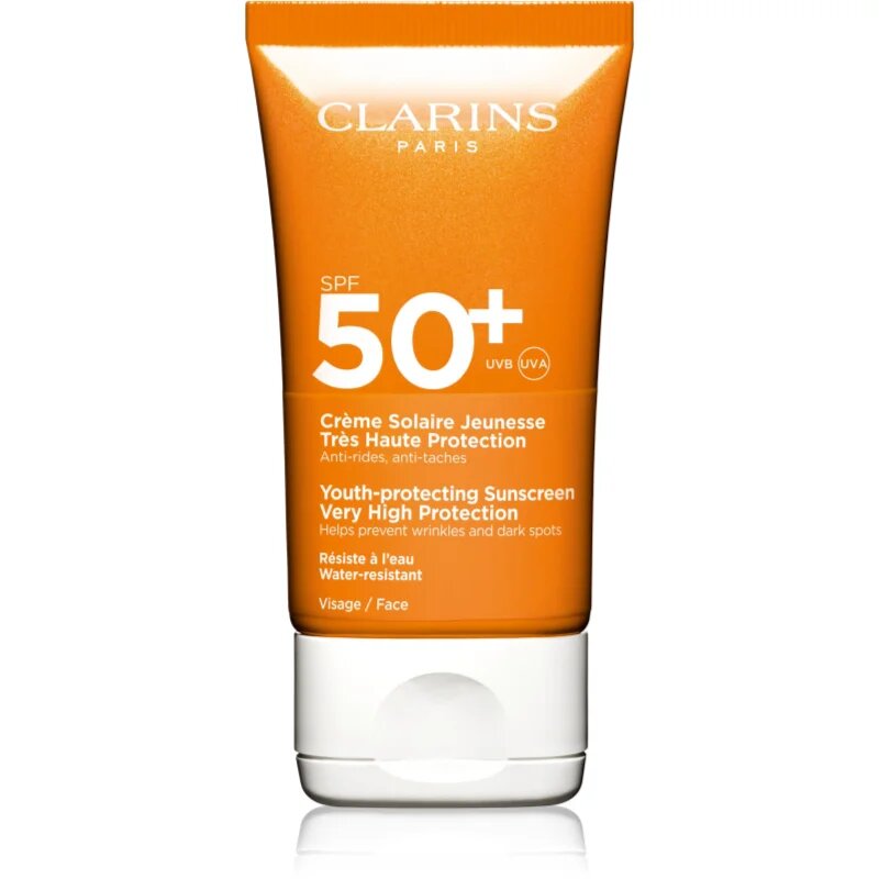 Clarins Sun Care Youth-Protecting Sunscreen слънцезащитен крем за лице SPF 50+ 50 мл.