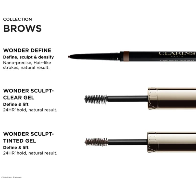 Clarins Wonder Sculp Eyebrow Gel гел за вежди цвят 00 clear 5 мл.