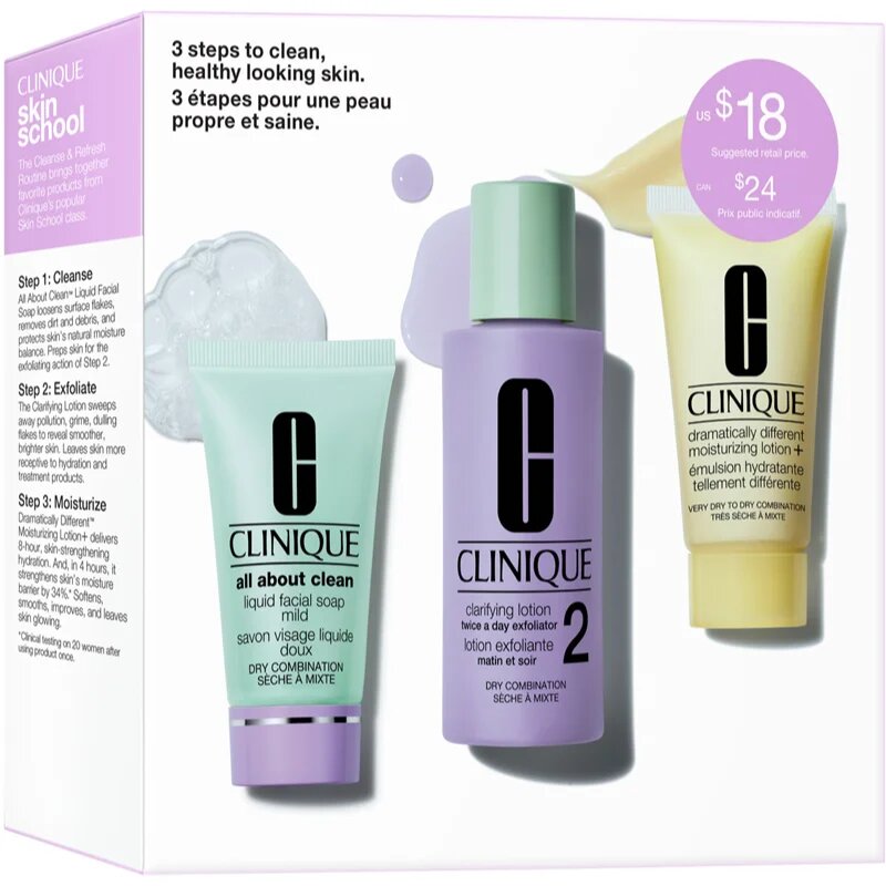 Clinique 3 Steps Skin Care Kit Skin Type 2 подаръчен комплект за перфектно почистена кожа