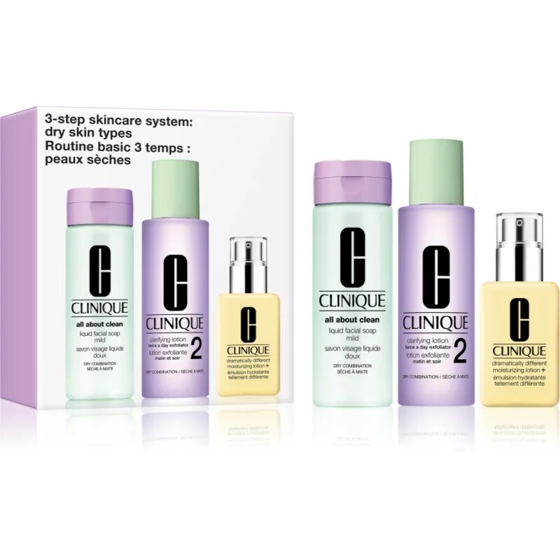 Clinique 3 Steps Skincare Systeme Dry Skin Types подаръчен комплект за суха кожа