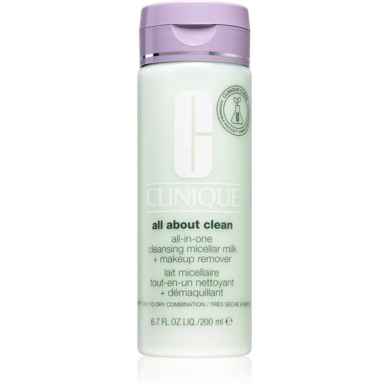 Clinique All About Clean™ All-in-One Cleansing Micellar Milk + Makeup Remover нежно почистващо мляко за суха или много суха кожа 200 мл.