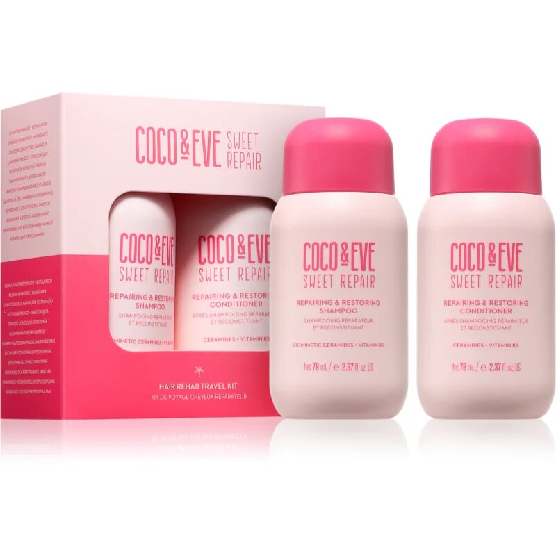 Coco & Eve Sweet Repair Hair Rehab Travel Kit комплект за пътуване за увредена и боядисана коса 2x70 мл.