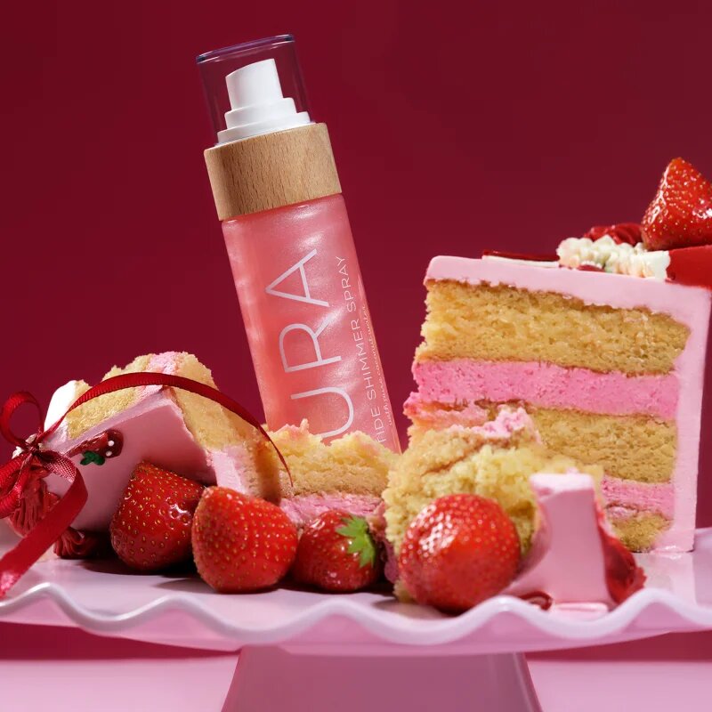 COCOSOLIS AURA Peptide Shimmer Spray хидратиращ спрей с озаряващ ефект с аромат Strawberry Cheesecake 100 мл.