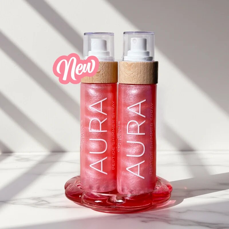 COCOSOLIS AURA Peptide Shimmer Spray хидратиращ спрей с озаряващ ефект с аромат Strawberry Cheesecake 100 мл.