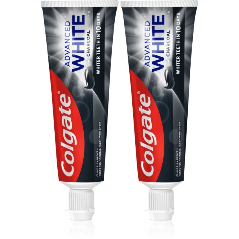 Colgate Advanced White Charcoal избелваща паста за зъби с активен въглен 2x75 мл.