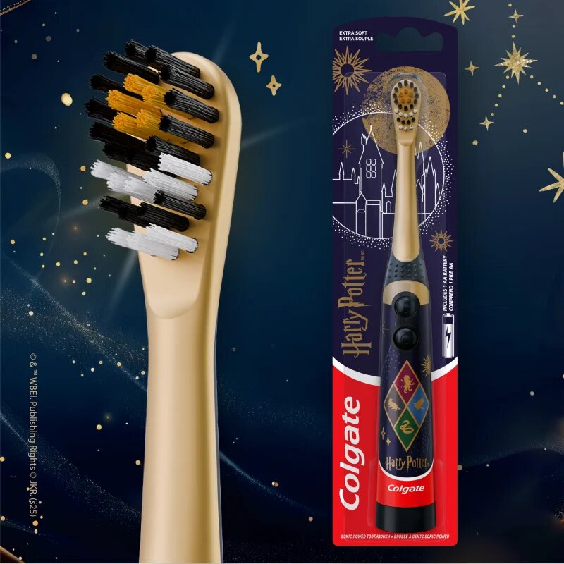 Colgate Harry Potter детска електрическа четка за зъби със сменяеми батерии много мека Silver 1 бр.