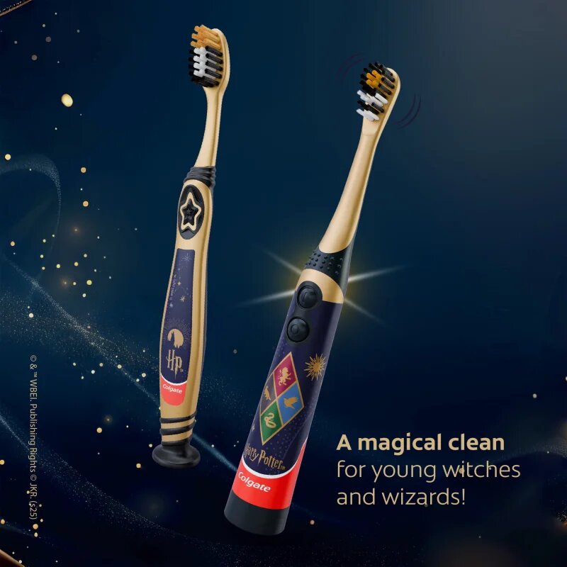 Colgate Harry Potter детска електрическа четка за зъби със сменяеми батерии много мека Silver 1 бр.