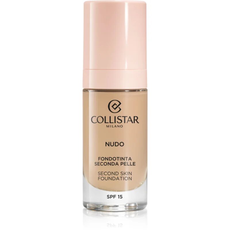Collistar NUDO Second Skin Foundation SPF 15 озаряващ хидратиращ фон дьо тен с изглаждащ ефект цвят 2N Beige 30 мл.