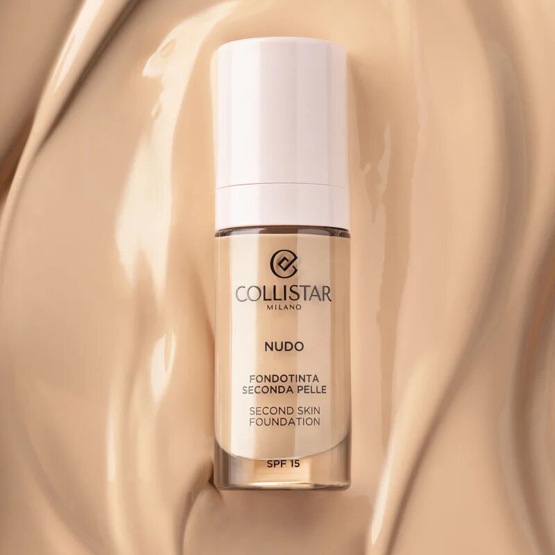 Collistar NUDO Second Skin Foundation SPF 15 озаряващ хидратиращ фон дьо тен с изглаждащ ефект цвят 2N Beige 30 мл.