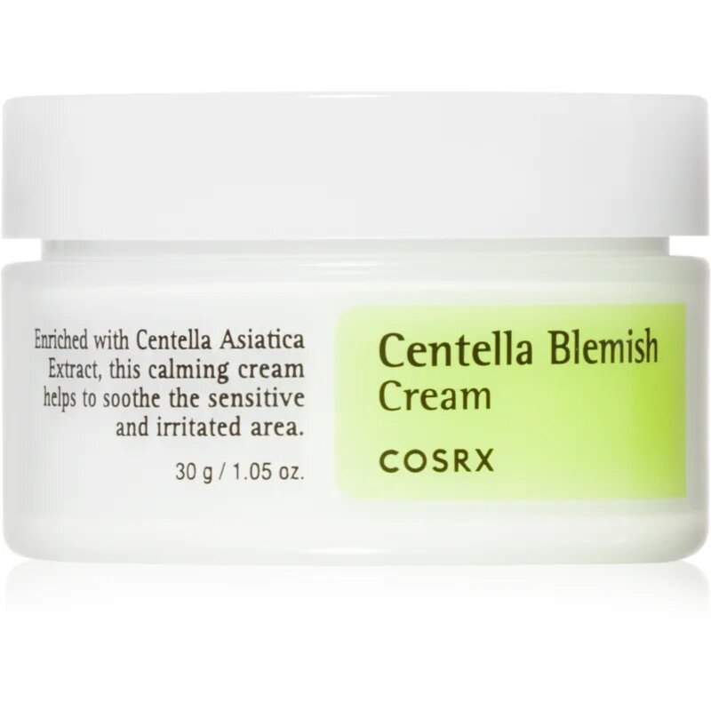 Cosrx Centella Blemish Cream подхранващ успокояващ крем против зачервяване на кожата 30 мл.