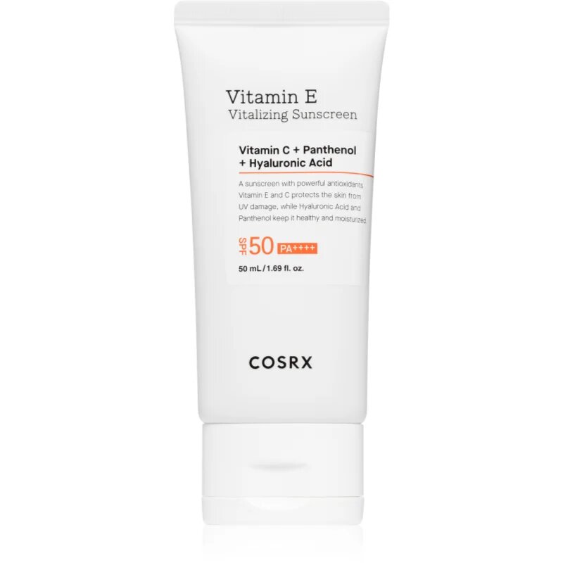 Cosrx Vitamin E Vitalizing Sunscreen​ слънцезащитен крем за лице против признаци на стареене SPF 50+ 50 мл.