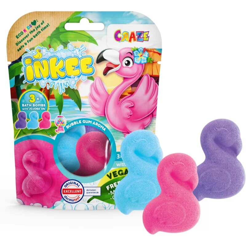 Craze INKEE Flamingo бомбичка за вана за деца 3x55 гр.