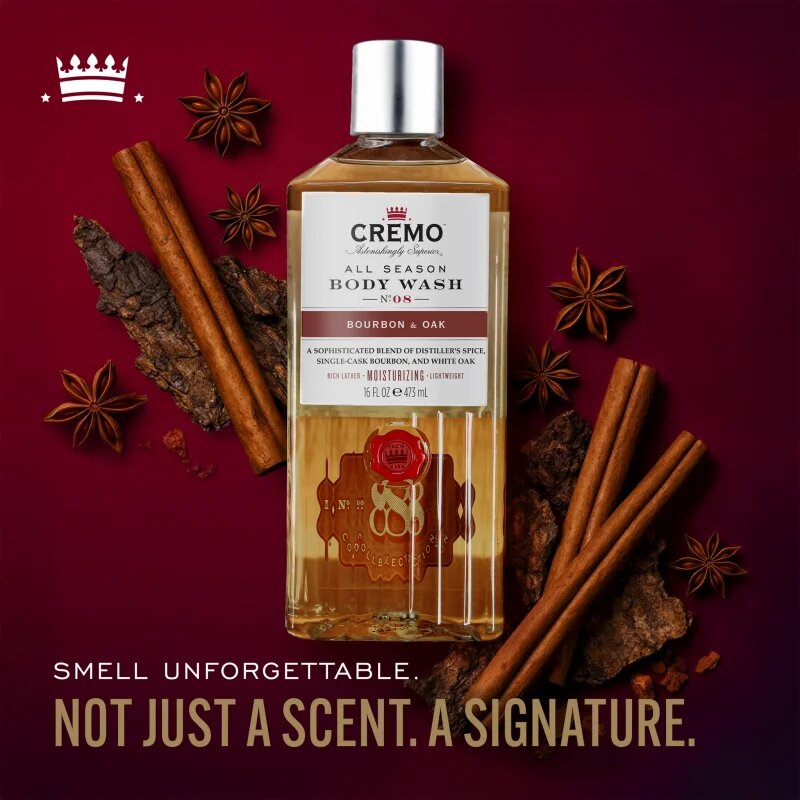 Cremo Bourbon & Oak душ-гел за мъже Woody & Ambery 473 мл.