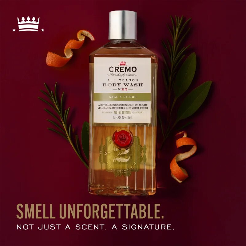 Cremo Sage & Citrus Body Wash почистващ душ гел за мъже 475 мл.