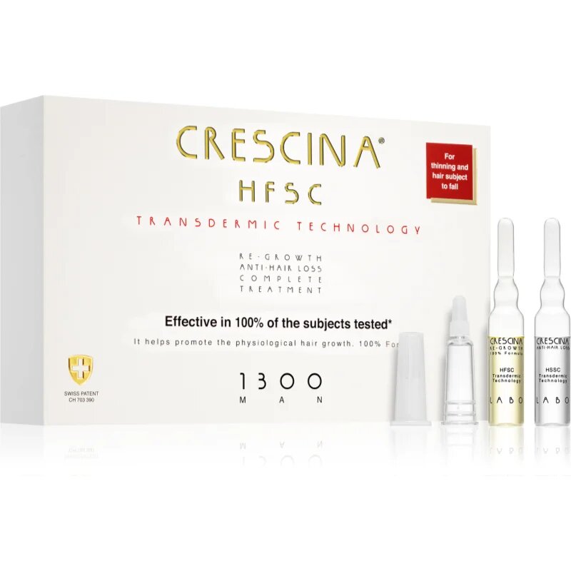 Crescina Transdermic 1300 Re-Growth and Anti-Hair Loss грижа за растеж на косата против косопад за мъже 20x35 мл.