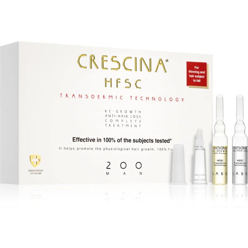 Crescina Transdermic 200 Re-Growth and Anti-Hair Loss грижа за растеж на косата против косопад за мъже 20x3.5 мл.