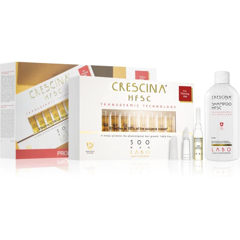 Crescina Transdermic 500 Re-Growth подаръчен комплект за растеж на косата за мъже 500