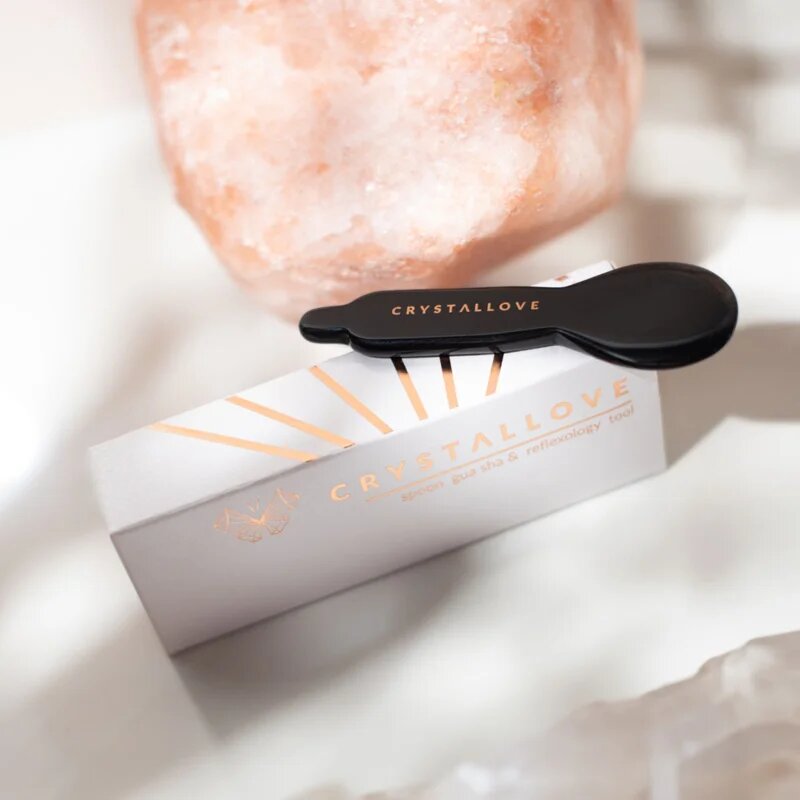 Crystallove Black Obsidian Spoon Eye Gua Sha уред за масаж на зоната около очите 1 бр.