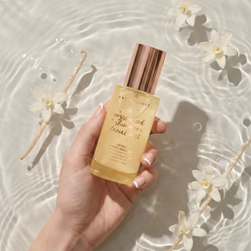 Crystallove Clear Quartz Shimmer Facial Mist мъгла за лице за освежаване и хидратация 100 мл.