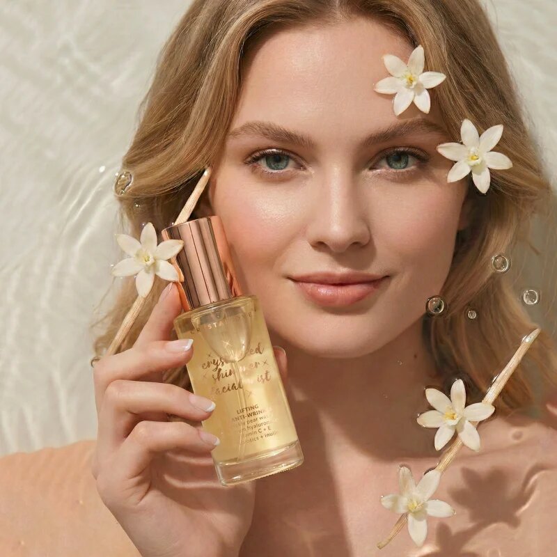 Crystallove Clear Quartz Shimmer Facial Mist мъгла за лице за освежаване и хидратация 100 мл.