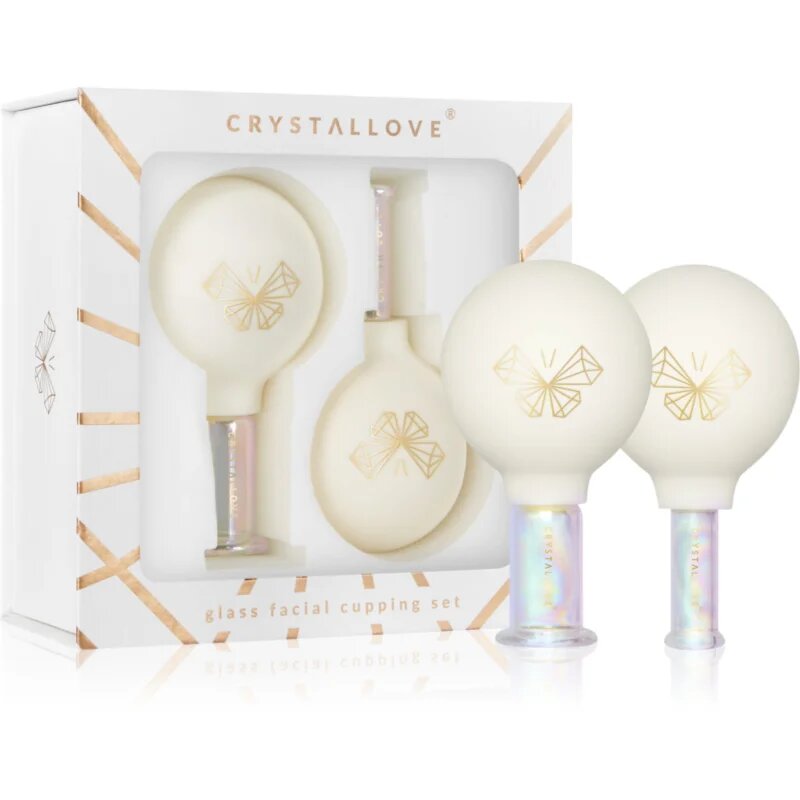Crystallove Glass Facial Cupping Set комплект масажни аксесоари за лице врат и деколкте 2 бр.