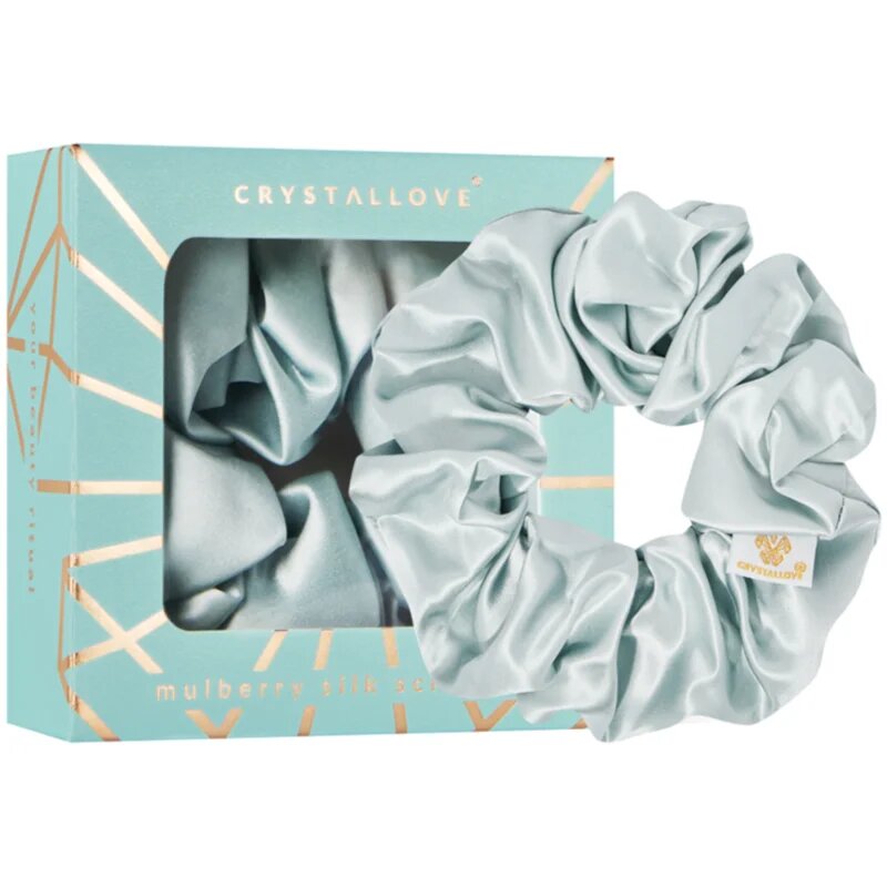 Crystallove Mulberry Silk Scrunchie копринен ластик за коса Amazonite 1 бр.